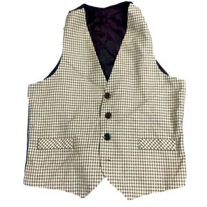 Untied Men's Tan and Gray Houndstooth Vest. Size M